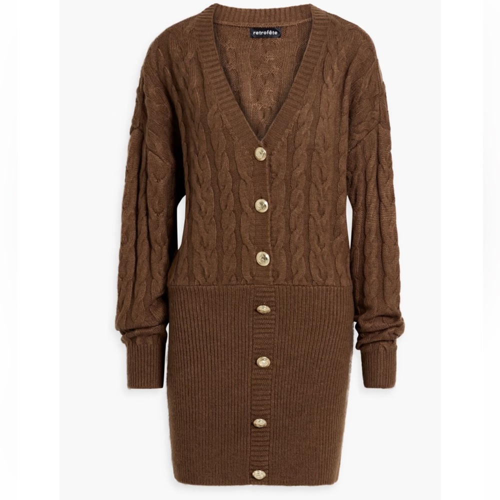 RETROFÊTE Tala ribbed and cable-knit mini dress